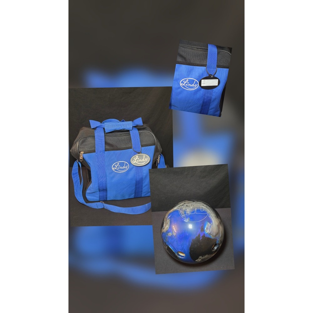 Columbia WD300 14LB Bowling Ball Blue Black Silver Swirl with Linds Carrying Bag